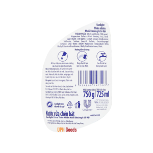 Sunlight mineral salts and aloe vera dishwashing liquid - 717ml - Hình ảnh 4