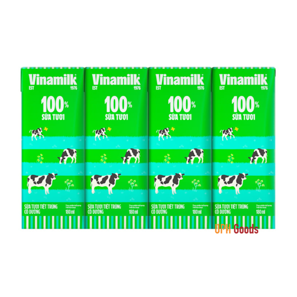 Vinamilk 100% Fresh Milk Box (Normal Sugar) 180ml - Hình ảnh 3